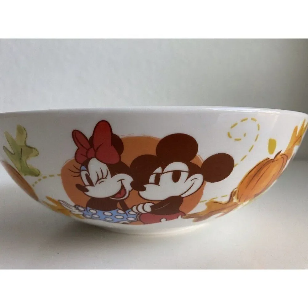 Disney Large Serving Bowl Mickey & Minnie Mouse Autumn Fall  Popcorn Pasta Salad